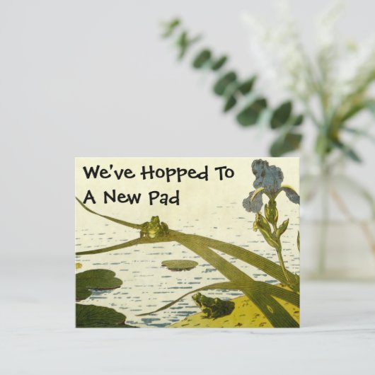  kikkers en Lily Pads nieuwe thuis Aankondigingskaart (Staand voorkant)