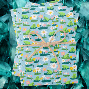 Kikkers en Lily Pads Schattige BABY SHOWER Verjaar Inpakpapier Vel