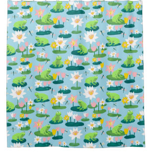 Kikkers en Lily Pads Schattige Custom Douchegordijn