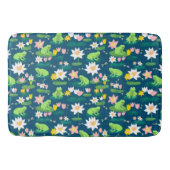 Kikkers en Lily Pads Schattige Custom Navy BLue Badmat (Voorkant)