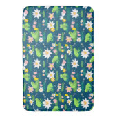 Kikkers en Lily Pads Schattige Custom Navy BLue Badmat (Voorkant Verticaal)