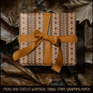 Kikkers en schildpadden Whimsical Tribale Streep Cadeaupapier