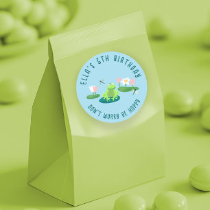 Kikkers en waterlelies Aangepaste verjaardag kinde Ronde Sticker
