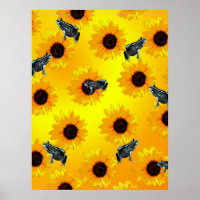 Kikkers en zonnebloemen, Poster
