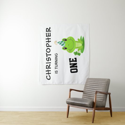 Kikkers Feestje Eerste Verjaardag Moeras Groene Ki Wandkleed (In situ)