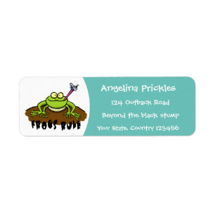 Kikkers heersen grappige groene kikkervis-cartoon etiket