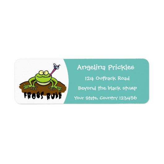 Kikkers heersen grappige groene kikkervis-cartoon etiket (Voorkant)