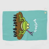 Kikkers heersen grappige groene kikkervis-cartoon golfhanddoek (Horizontaal)