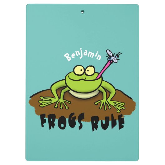 Kikkers heersen grappige groene kikkervis-cartoon klembord (Achterkant)