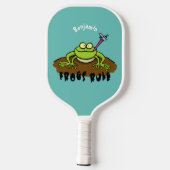 Kikkers heersen grappige groene kikkervis-cartoon pickleball paddle (Achterkant)