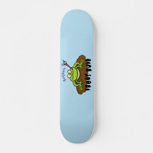 Kikkers heersen grappige groene kikkervis-cartoon skateboard (Voorkant)