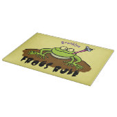 Kikkers heersen grappige groene kikkervis-cartoon snijplank (Hoek)