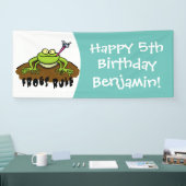 Kikkers heersen grappige groene kikkervis-cartoon spandoek (Beurs)