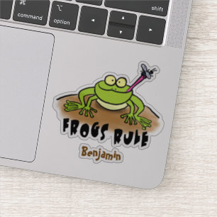 Kikkers heersen grappige groene kikkervis-cartoon sticker