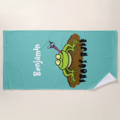 Kikkers heersen grappige groene kikkervis-cartoon strandlaken (Voorkant)