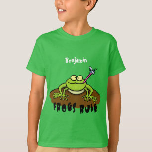 Kikkers heersen grappige groene kikkervis-cartoon t-shirt