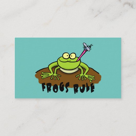 Kikkers heersen grappige groene kikkervis-cartoon visitekaartje (Achterkant)