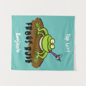 Kikkers heersen grappige groene kikkervis-cartoon wandkleed (Voorkant (horizontaal))