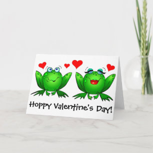 Kikkers Hoppy Valentijnsdag Funny Cute Red Hearts Feestdagen Kaart