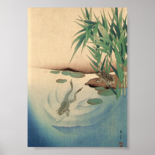 Kikkers in een Pond, Japanse Kunst ongeveer 1800 Poster