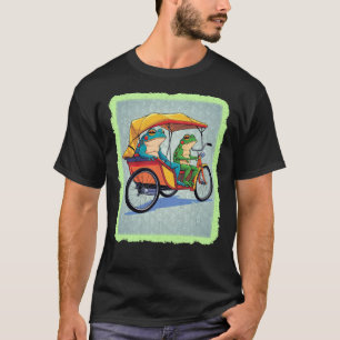 Kikkers in een riksja grafiek t-shirt