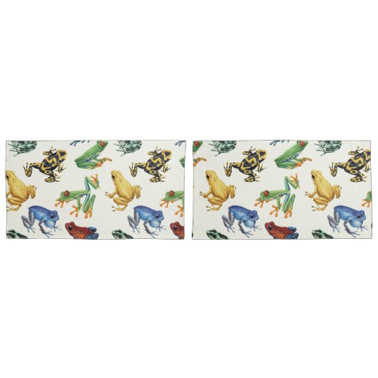 Kikkers op natuurlijk wit kussensloop (Voorkant-Set)