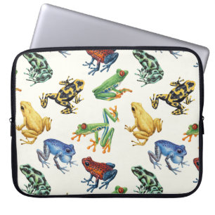 Kikkers op natuurlijk wit laptop sleeve