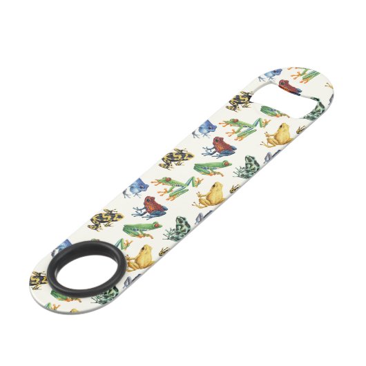 Kikkers op natuurlijk wit speed flessenopener (Voorkant Gekanteld)