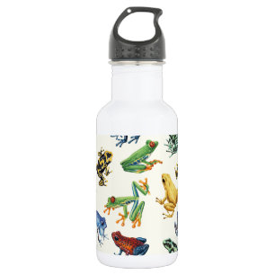 Kikkers op natuurlijk wit waterfles