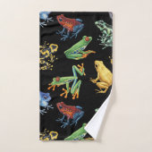 Kikkers op zwart bad handdoek (Handdoek)