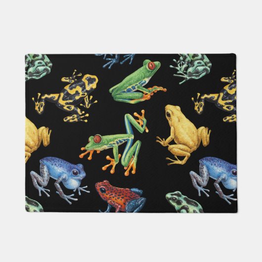Kikkers op zwart deurmat (Voorkant)