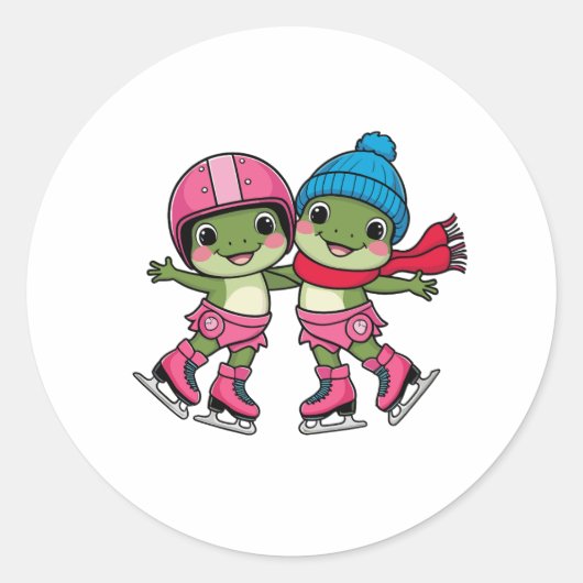 kikkers schaatsen ronde sticker (Voorkant)