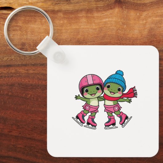 kikkers schaatsen sleutelhanger (Voorkant)