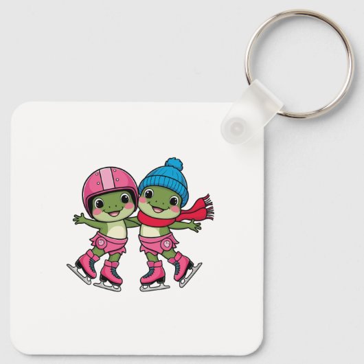 kikkers schaatsen sleutelhanger (Achterkant)