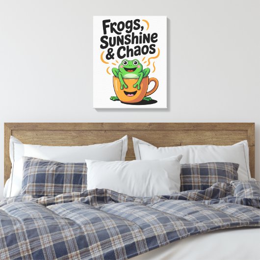 Kikkers, zonneschijn en chaos - Schattigee kikker  Canvas Afdruk (Insitu (Slaapkamer))