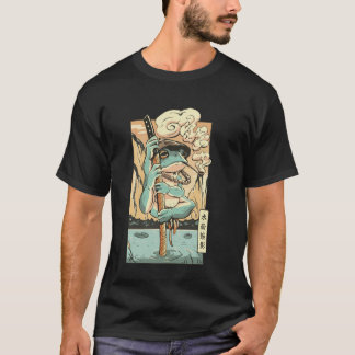 Kikkersamurai in Zen-tuinomgeving T-shirt