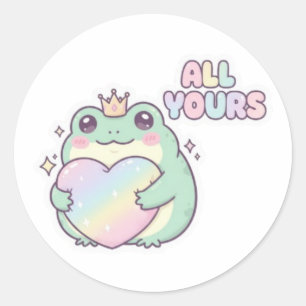 Kikkersticker 'Alles van Jou' Knuffelende Kikker m Ronde Sticker