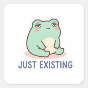 Kikkersticker met tekst 'Gewoon Existeren' Cute Ne Vierkante Sticker