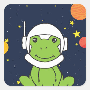 Kikkerstronaut Dier met ruimte Helmet Clipart Ba Vierkante Sticker