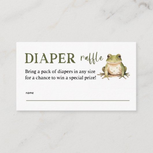 Kikkerthema Baby Shower Luiers Raffel Tickets Informatiekaartje (Voorkant)