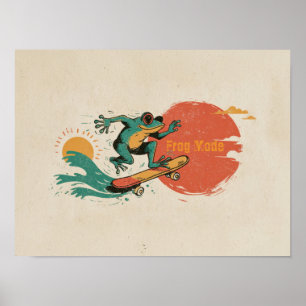 Kikkervibes – Retro Surf Skate Kikkerkunst Poster