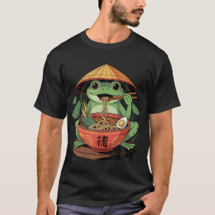 Kikkervis Eet Ramen Kawaii Neko Japanse Noedels An T-shirt