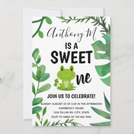 Kikkervis feestje 1e verjaardag kikker thema kaart