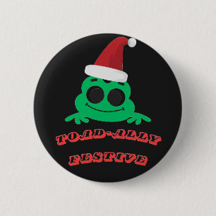 Kikkervis totaal Festive Kerst Kikker _ Schattige Ronde Button 5,7 Cm