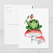 Kikkervisje op paddestoel originele aquarel schild briefkaart (Voorkant / Achterkant)