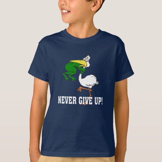 Kikkervogel nooit opgeven t-shirt (Voorkant)