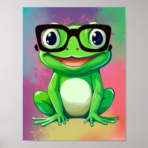 Kikkervriend Kleurrijke Grappige Kikker Hond Pop Poster