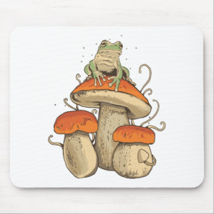 Kikvors met paddenstoelen muismat