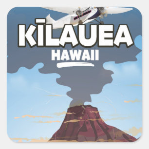 Kīlauea Hawaï vulkaan reisposter Vierkante Sticker