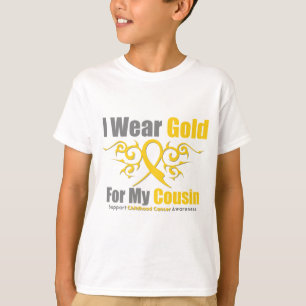 KILDHOOD CANCER Gold Tribal Ribbon Cousin T-shirt